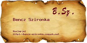 Bencz Szironka névjegykártya